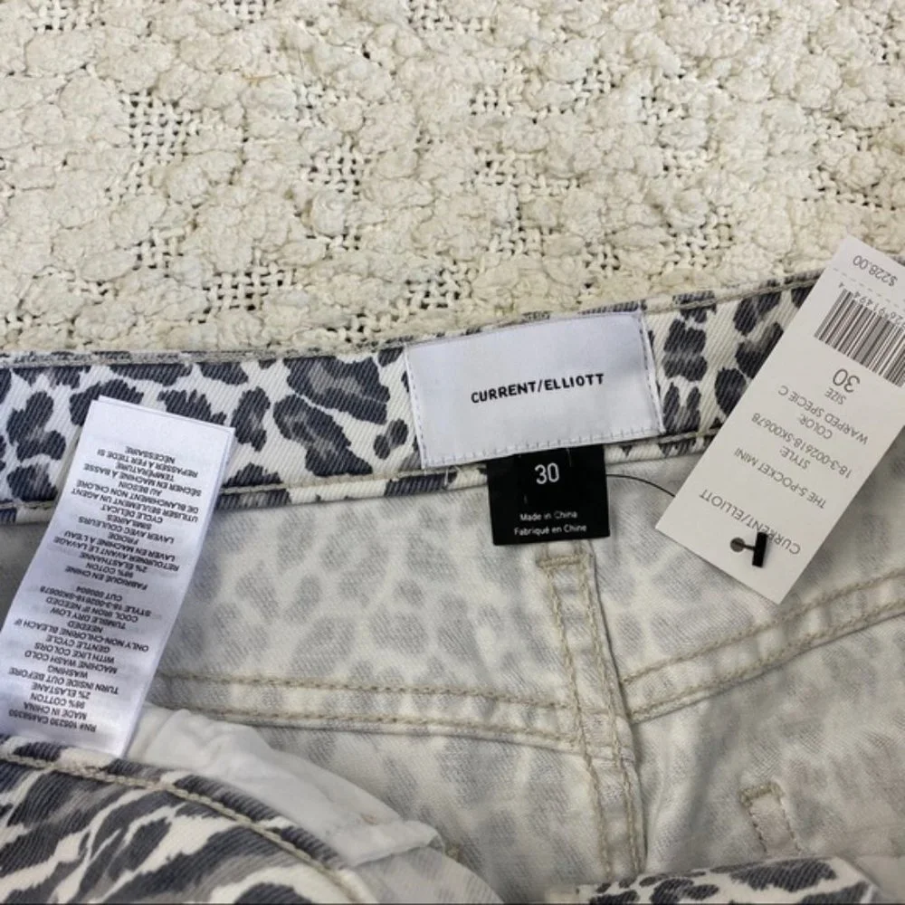 NWT Current/Elliott Leopard Denim Mini Skirt, 30 - Picture 5 of 5